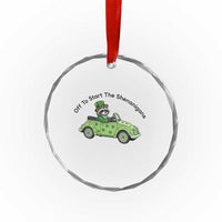 Off To Start The Shenanigans Crystal Glass Ornament Funny Irish Raccoon