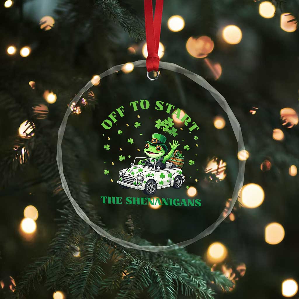 Off To Start The Shenanigans Crystal Glass Ornament St Patricks Day Frog
