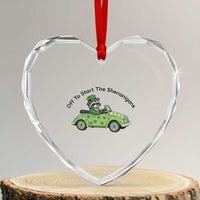 Off To Start The Shenanigans Heart Crystal Glass Ornament Funny Irish Raccoon