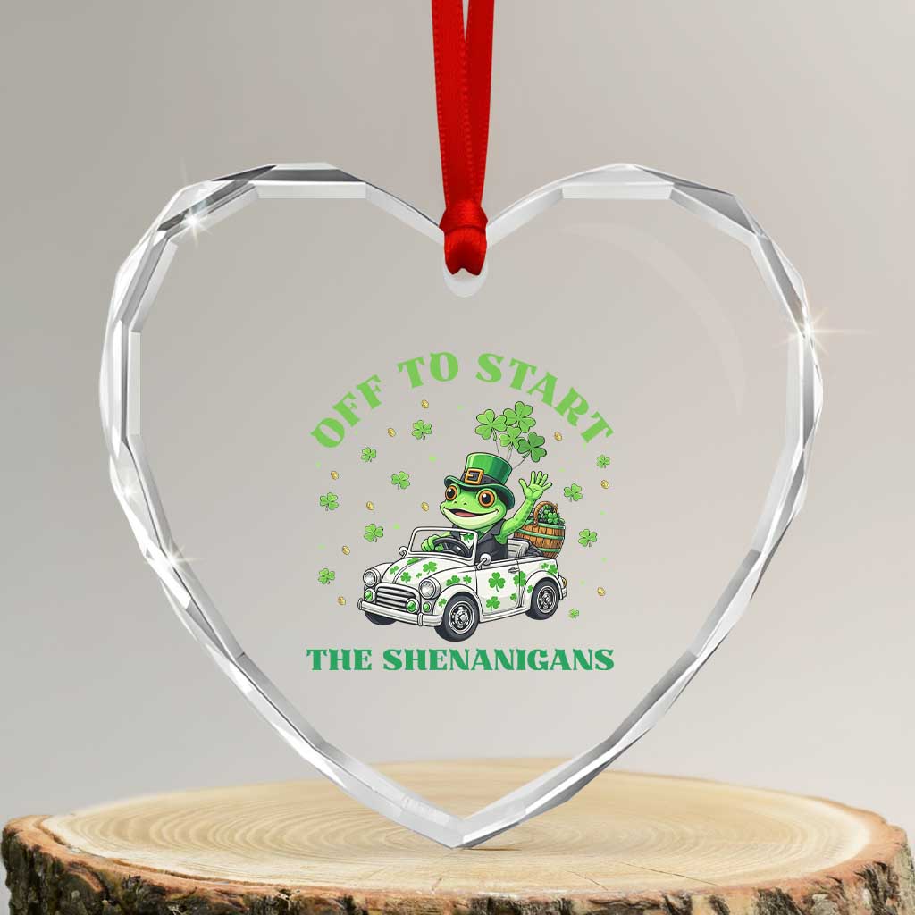 Off To Start The Shenanigans Heart Crystal Glass Ornament St Patricks Day Frog