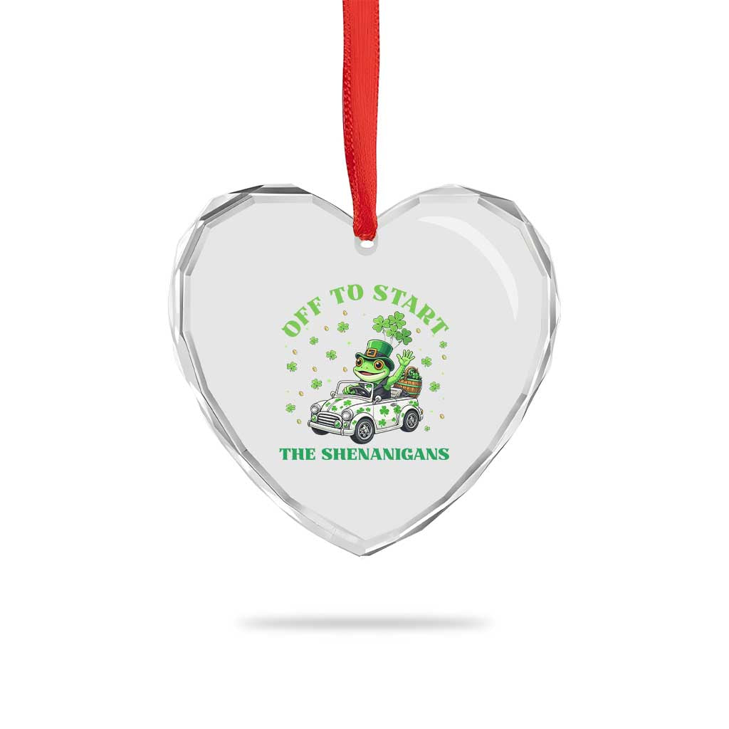Off To Start The Shenanigans Heart Crystal Glass Ornament St Patricks Day Frog