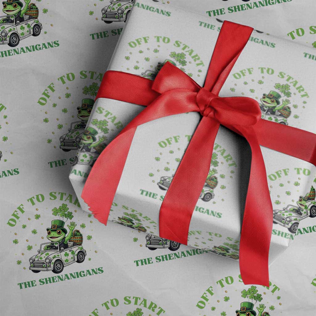 Off To Start The Shenanigans Wrapping Paper Roll St Patricks Day Frog
