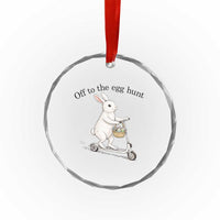 Off To The Egg Hunt Crystal Glass Ornament Funny Easter Bunny