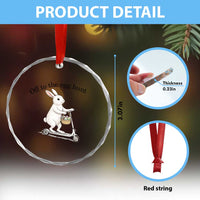 Off To The Egg Hunt Crystal Glass Ornament Funny Easter Bunny