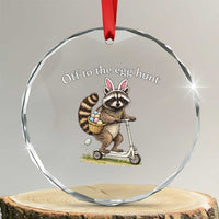 Off To The Egg Hunt Crystal Glass Ornament Funny Easter Raccoon