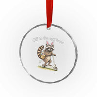 Off To The Egg Hunt Crystal Glass Ornament Funny Easter Raccoon