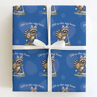 Off To The Egg Hunt Wrapping Paper Roll Funny Easter Raccoon