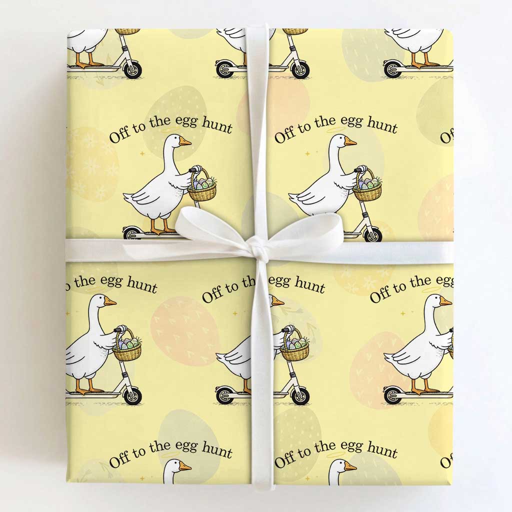 Off To The Egg Hunt Wrapping Paper Roll Funny Easter Goose