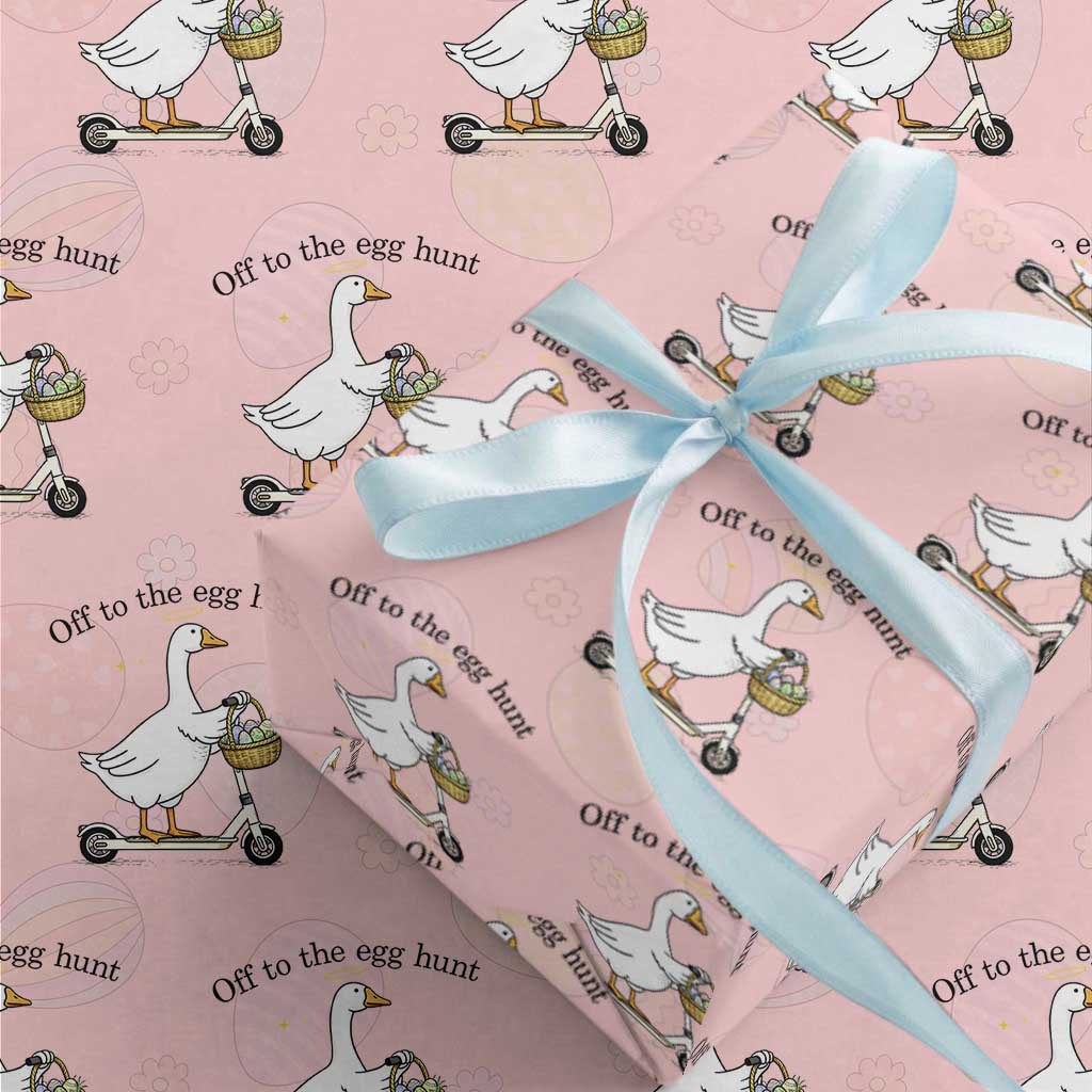 Off To The Egg Hunt Wrapping Paper Roll Funny Easter Goose