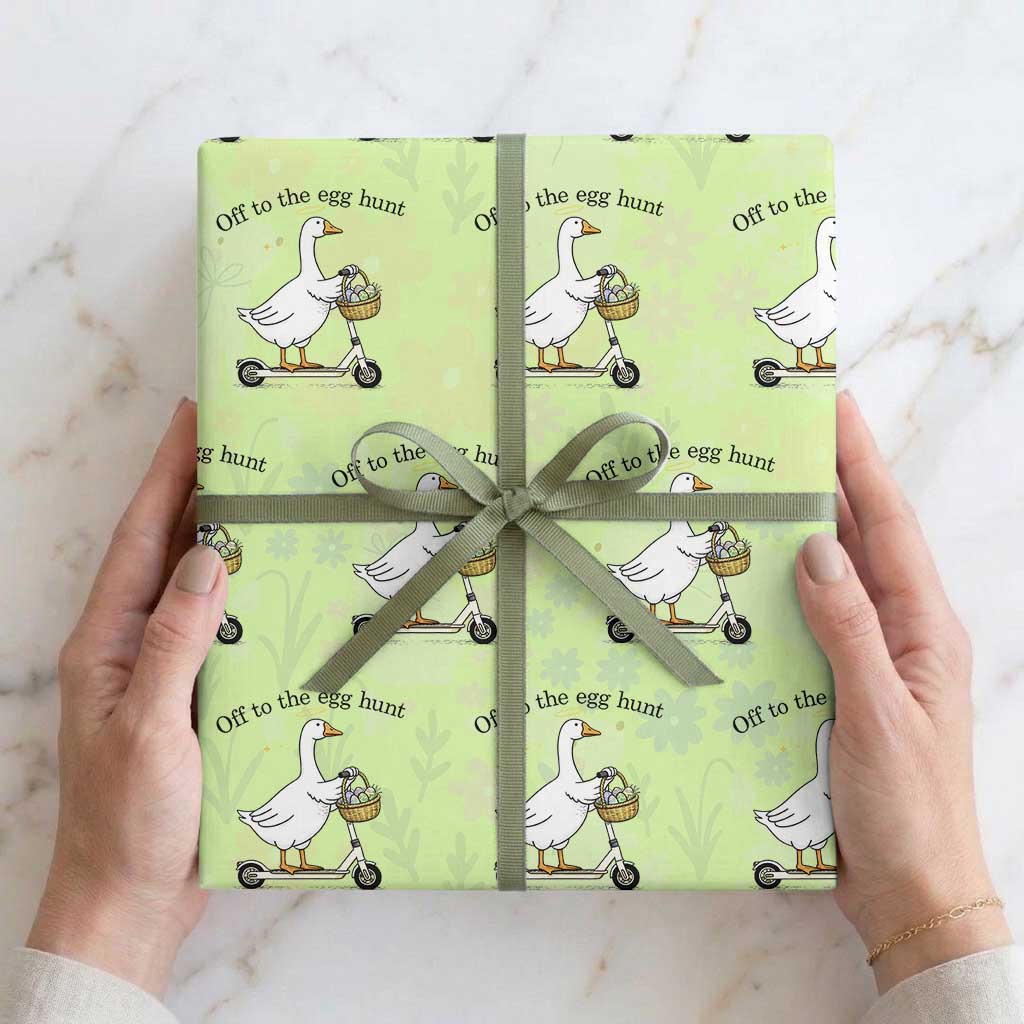Off To The Egg Hunt Wrapping Paper Roll Funny Easter Goose