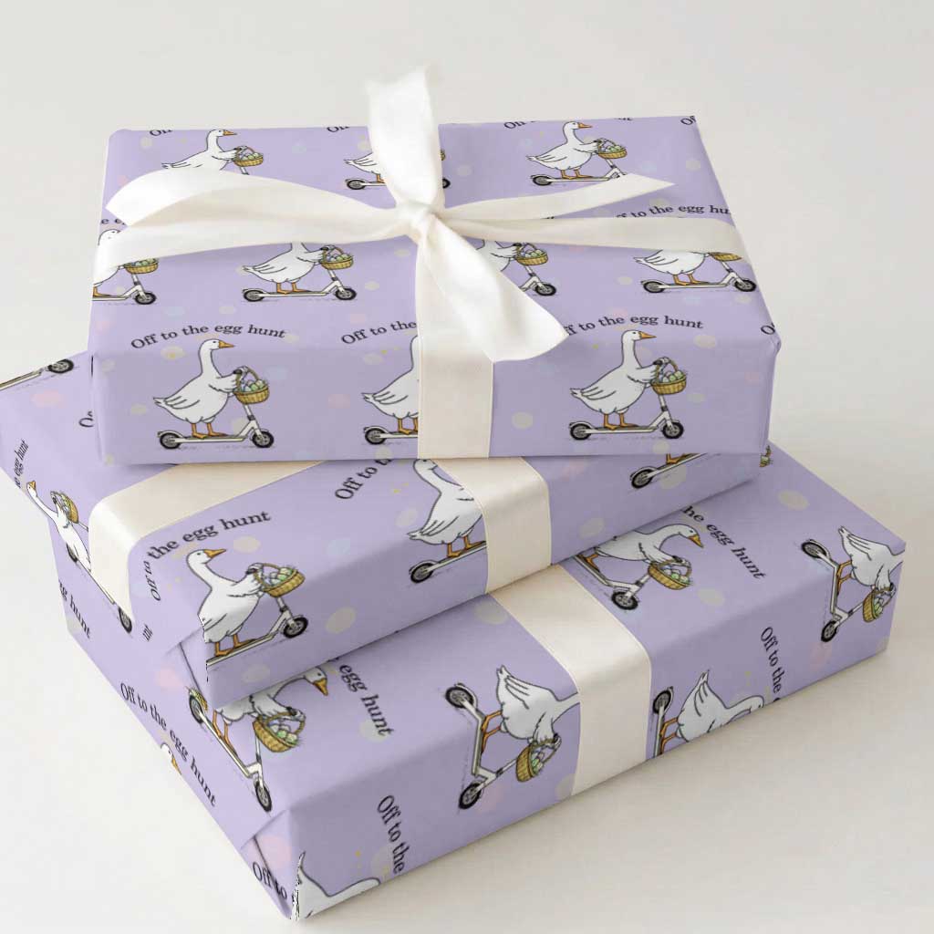 Off To The Egg Hunt Wrapping Paper Roll Funny Easter Goose