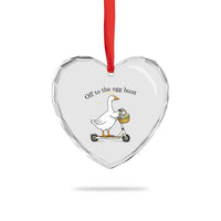 Off To The Egg Hunt Heart Crystal Glass Ornament Funny Easter Goose