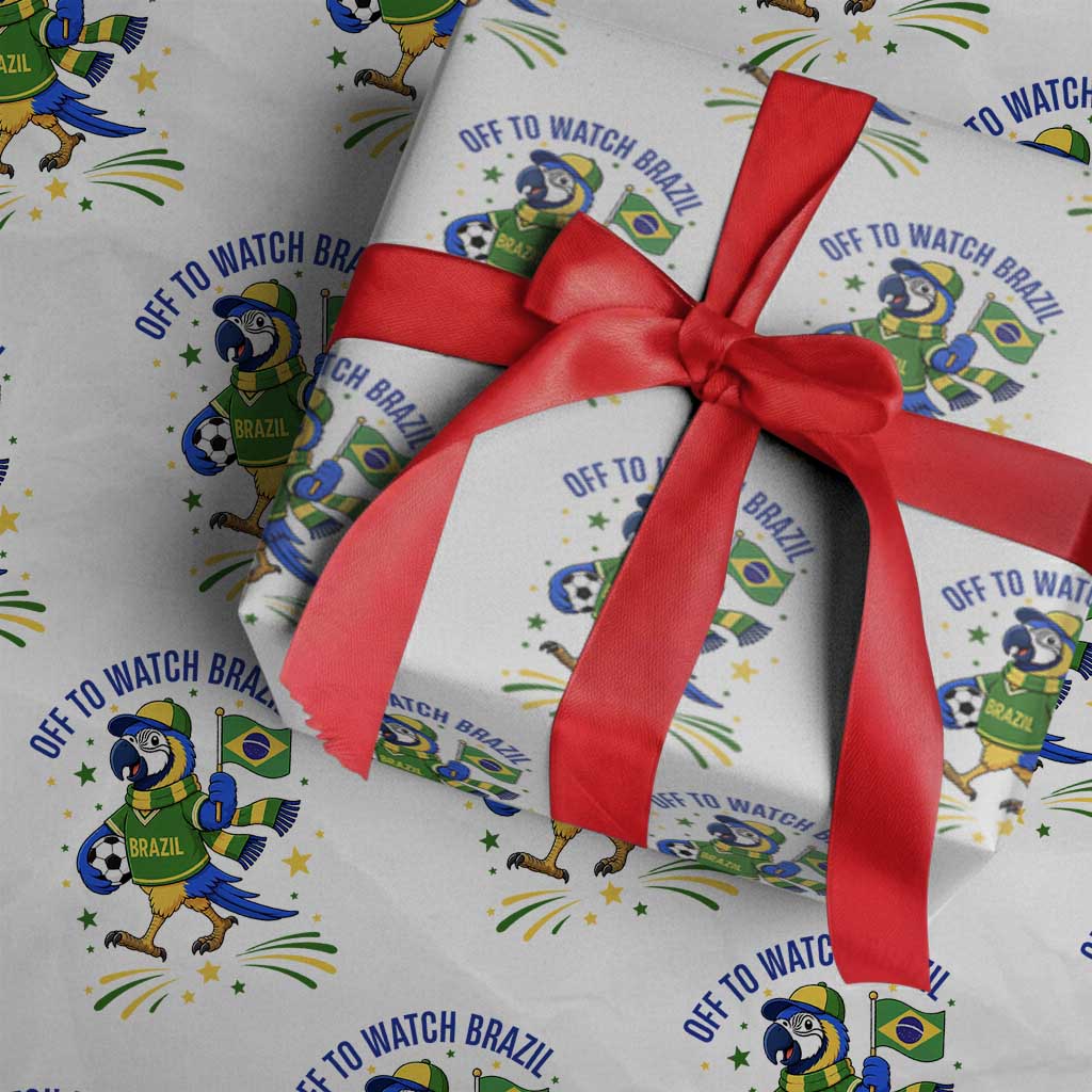 Off To Watch Brazil Wrapping Paper Roll Funny Tropical Bird Soccer Fan