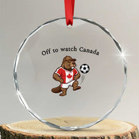 Off to Watch Canada Crystal Glass Ornament Patriotic Canadian Beaver Football Fan Gift