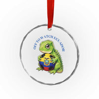 Off To Watch Ecuador Crystal Glass Ornament Funny Ecuador Iguana Soccer Fan Gift