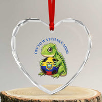Off To Watch Ecuador Heart Crystal Glass Ornament Funny Ecuador Iguana Soccer Fan Gift