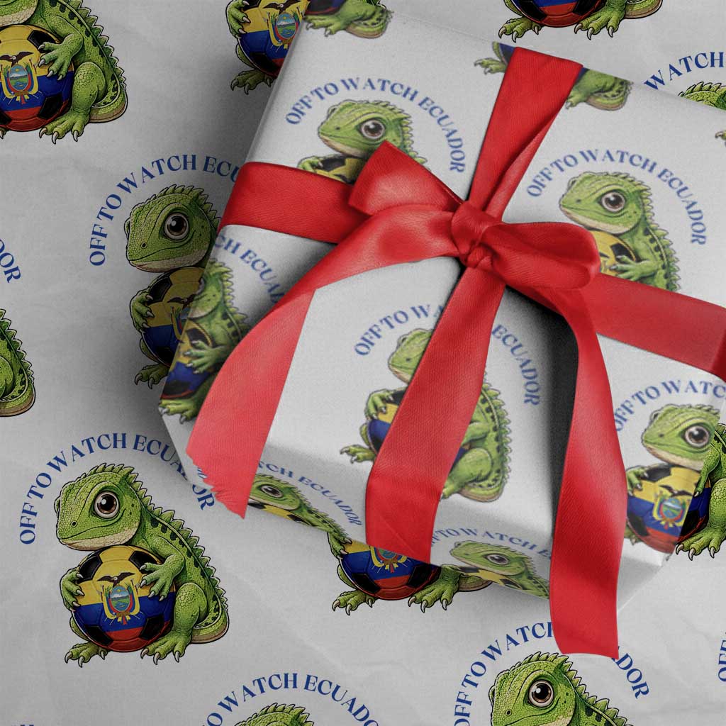 Off To Watch Ecuador Wrapping Paper Roll Funny Ecuador Iguana Soccer Fan Gift