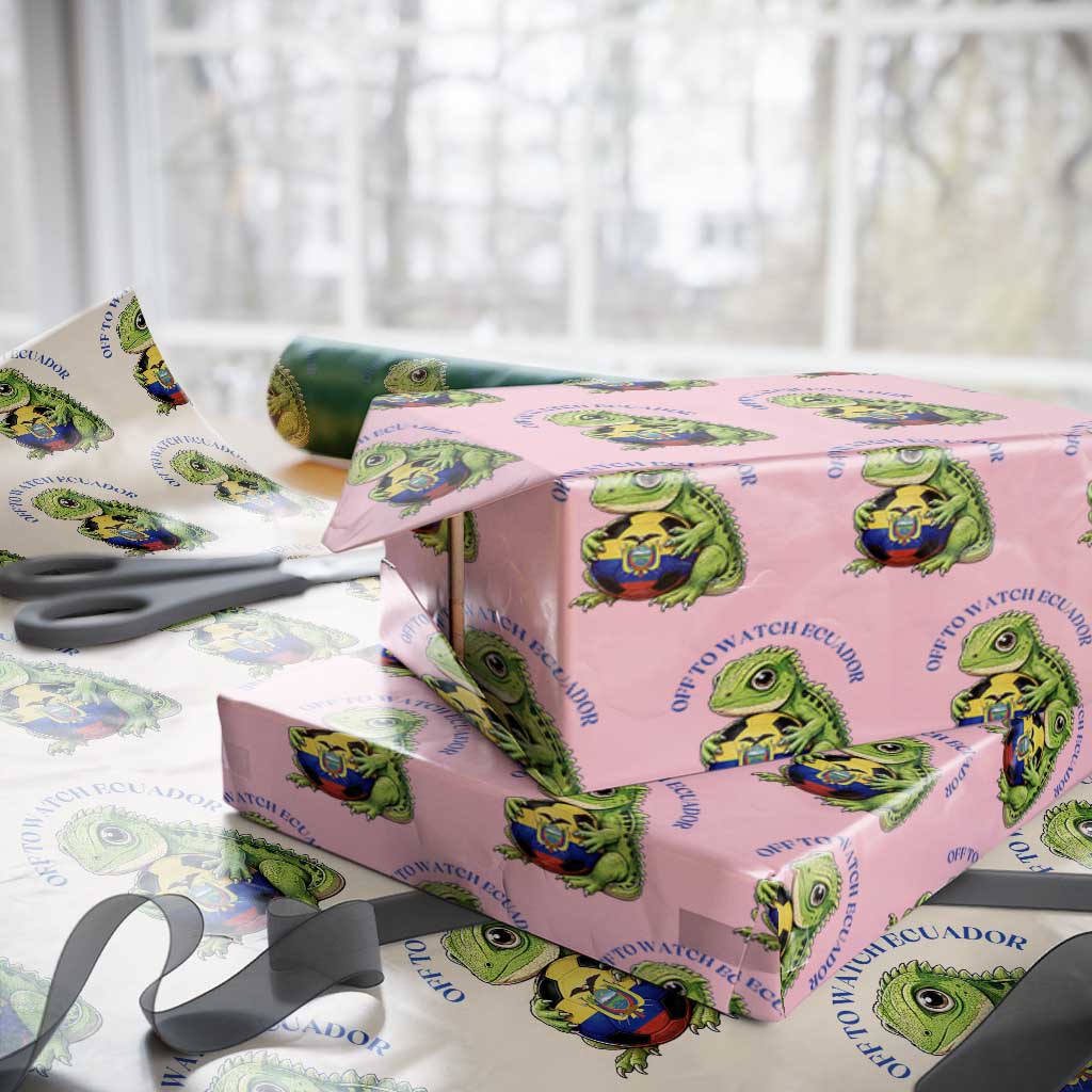 Off To Watch Ecuador Wrapping Paper Roll Funny Ecuador Iguana Soccer Fan Gift