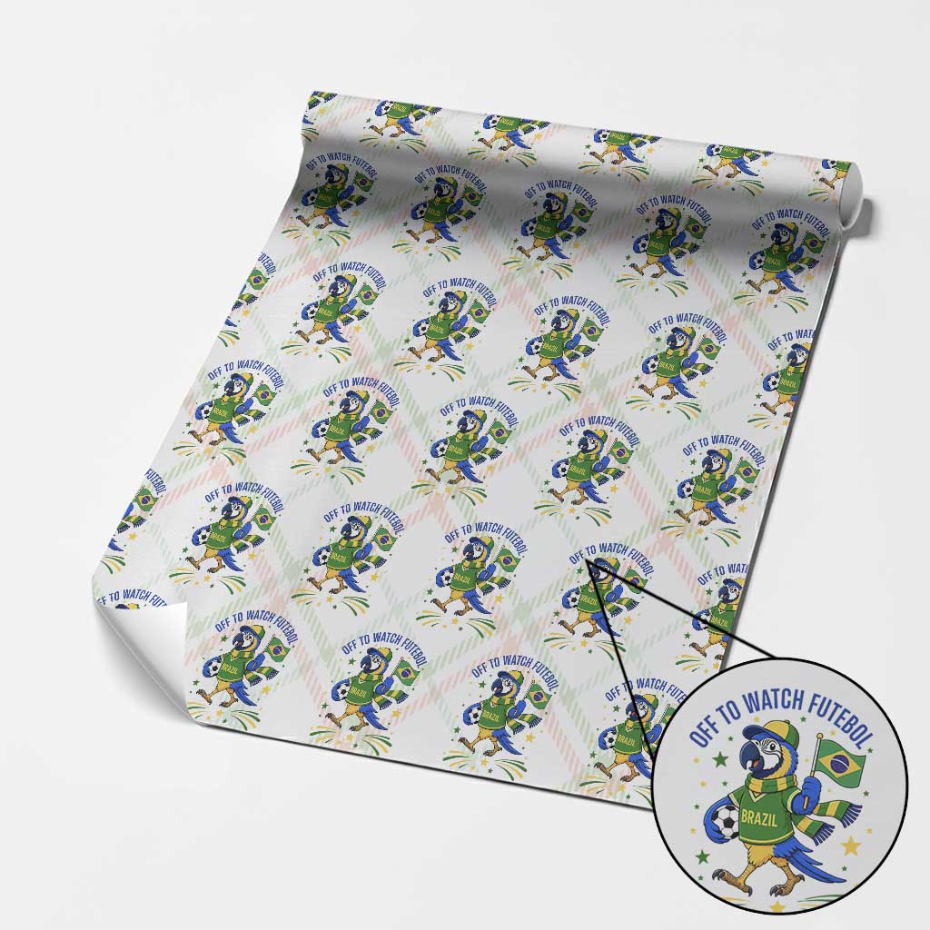 Off To Watch Futebol Wrapping Paper Roll Funny Brazil Macaw Soccer Fan
