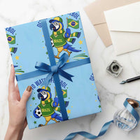 Off To Watch Futebol Wrapping Paper Roll Funny Brazil Macaw Soccer Fan