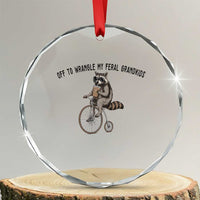 Off To Wranglin My Feral Grandkids Crystal Glass Ornament Funny Raccoon Grandpa Father's Day Gift