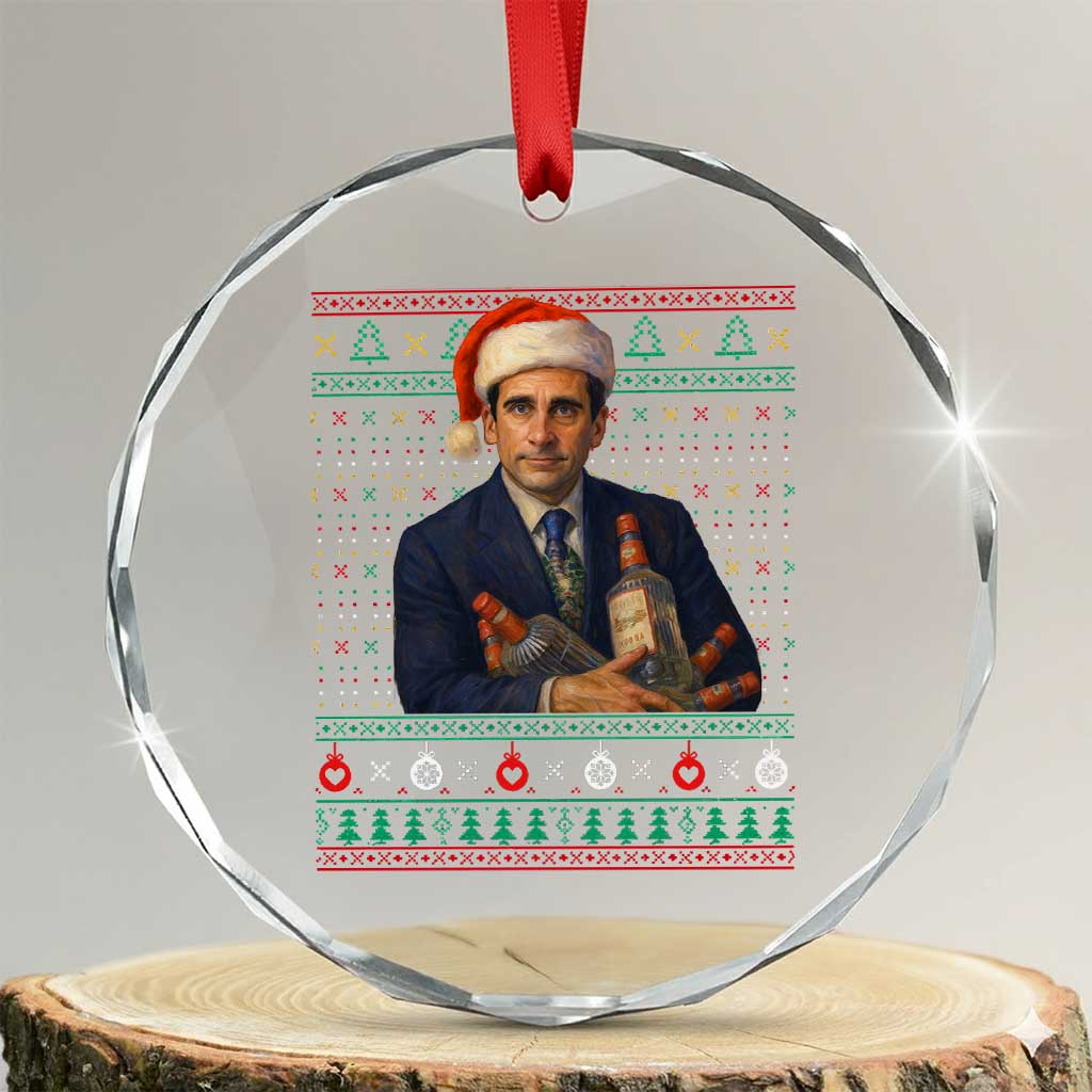 Office Christmas Movie Crystal Glass Ornament Funny Retro 90s Movie Ugly Xmas - Wonder Print Shop