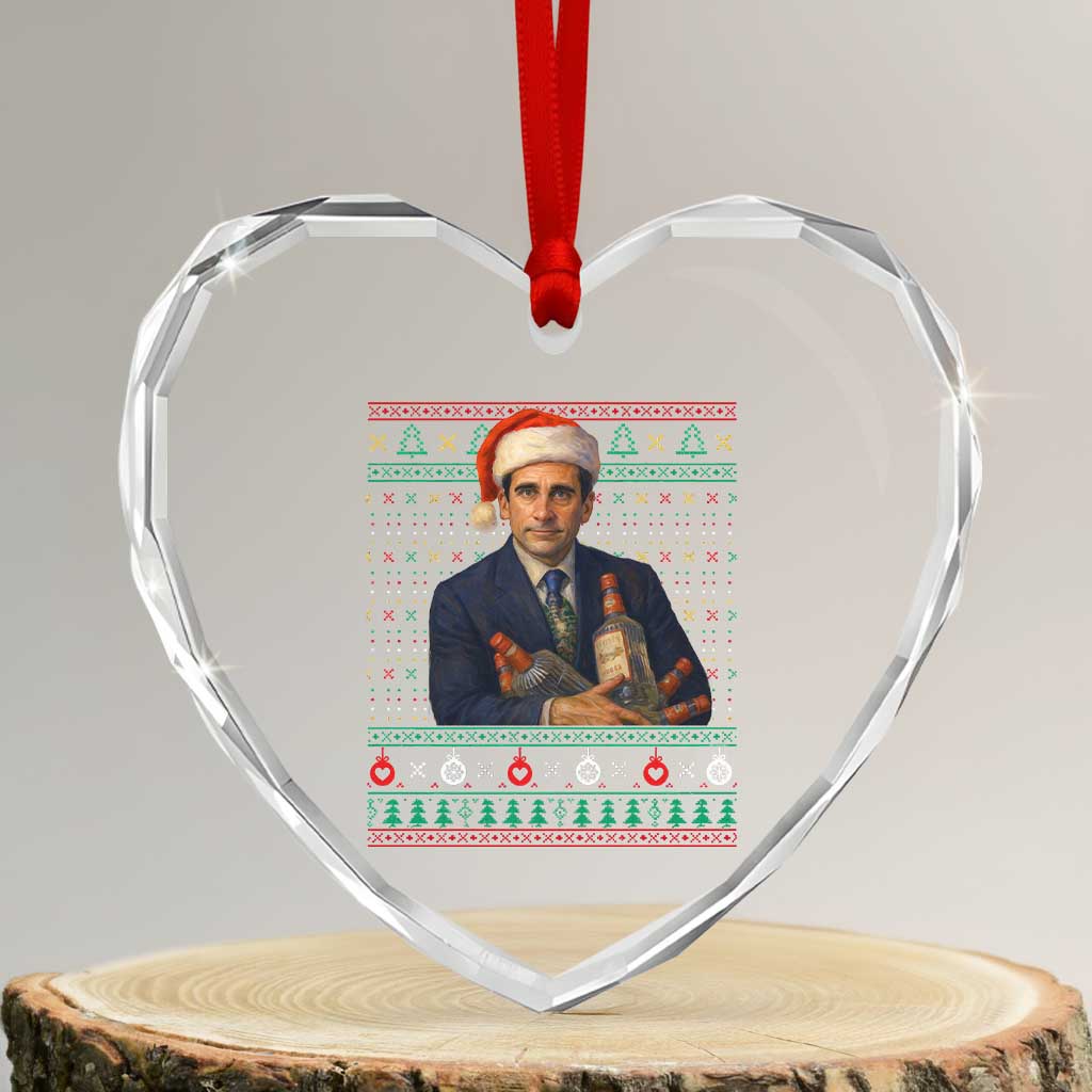 Office Christmas Movie Heart Crystal Glass Ornament Funny Retro 90s Movie Ugly Xmas - Wonder Print Shop