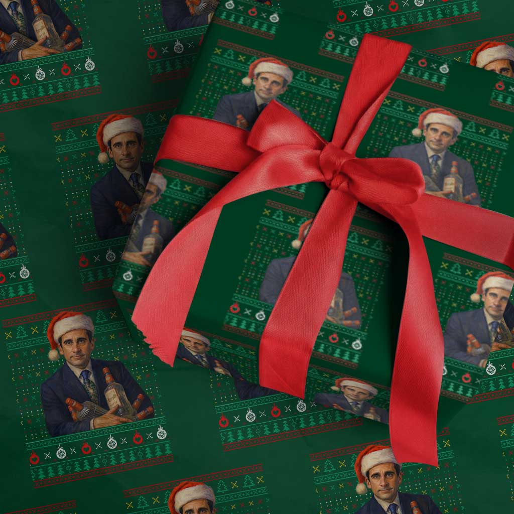 Office Christmas Movie Wrapping Paper Roll Funny Retro 90s Movie Ugly Xmas - Wonder Print Shop