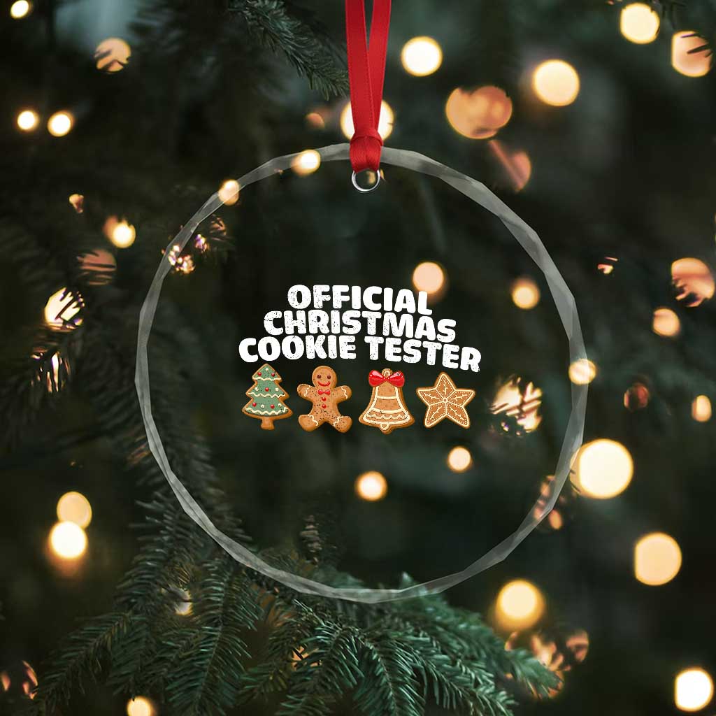 Official Christmas Cookie Tester Crystal Glass Ornament Taster Baking Crew Sibling Matching - Wonder Print Shop