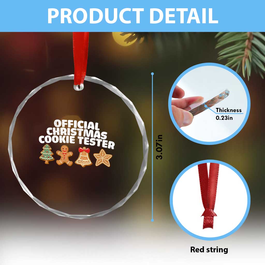 Official Christmas Cookie Tester Crystal Glass Ornament Taster Baking Crew Sibling Matching - Wonder Print Shop