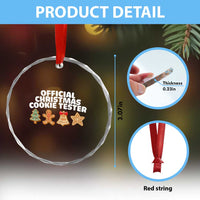 Official Christmas Cookie Tester Crystal Glass Ornament Taster Baking Crew Sibling Matching - Wonder Print Shop