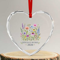 Officially Retired 2026 Wildflowers Botanical Floral Graphic Heart Crystal Glass Ornament