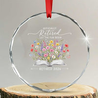 Officially Retired Crystal Glass Ornament Floral Teacher Retirement Coworker Gift Let The Fun Begin