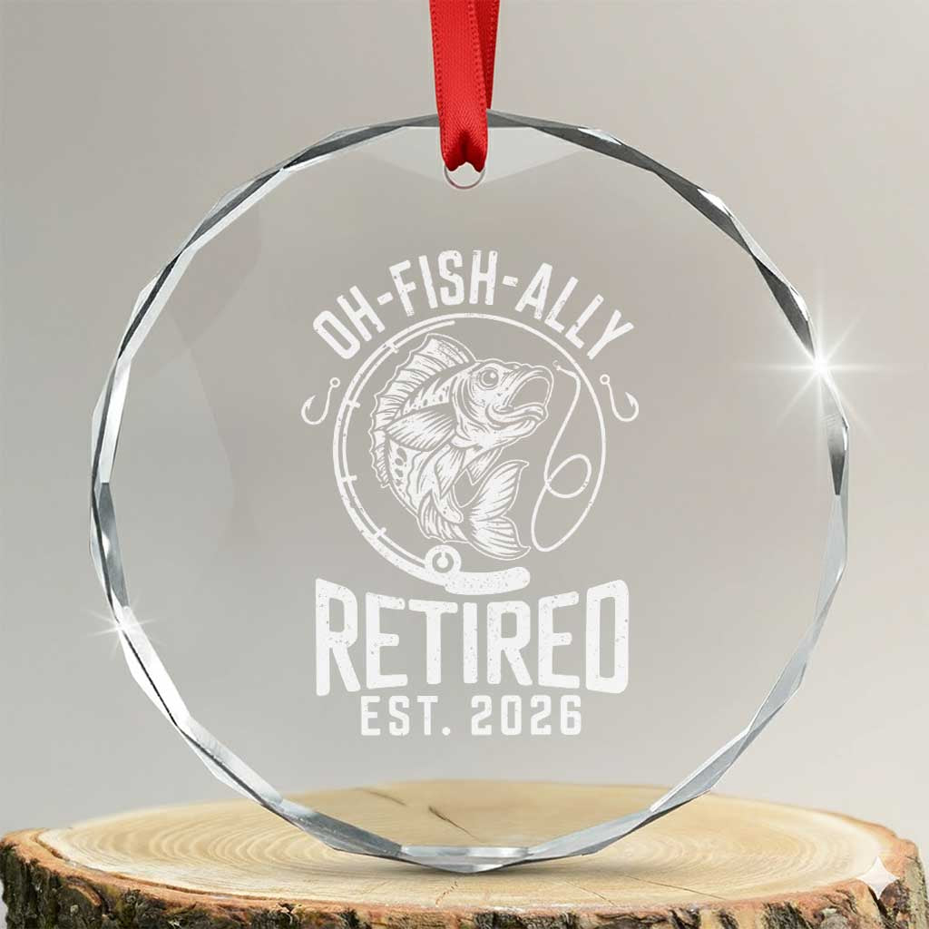 Officially Retired Est 2026 Fishing Crystal Glass Ornament Funny Fishing Retirement Gift