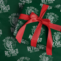 Officially Retired Est 2026 Fishing Wrapping Paper Roll Funny Fishing Retirement Gift