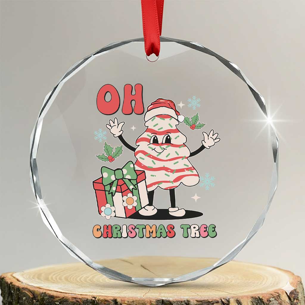 Oh Christmas Tree Retro Groovy Crystal Glass Ornament TS02