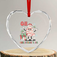 Oh Christmas Tree Retro Groovy Heart Crystal Glass Ornament - Wonder Print Shop