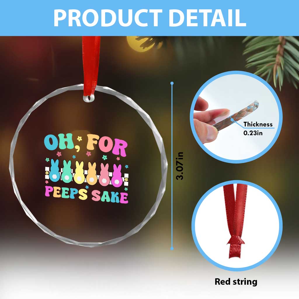 Oh For Peeps Sake Easter Bunny Crystal Glass Ornament - Wonder Print Shop