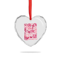 Oh how He Loves Us Heart Crystal Glass Ornament Boho Christian Valentine - Wonder Print Shop