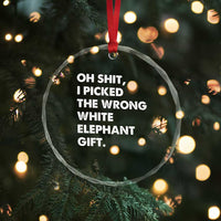Oh Shit Funny White Elephant Gifts Crystal Glass Ornament - Wonder Print Shop