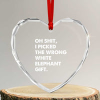 Oh Shit Funny White Elephant Gifts Heart Crystal Glass Ornament - Wonder Print Shop