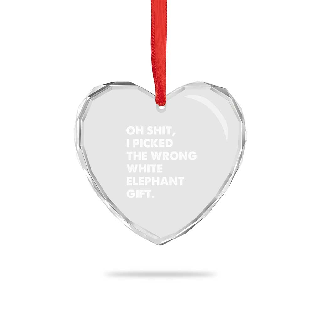 Oh Shit Funny White Elephant Gifts Heart Crystal Glass Ornament - Wonder Print Shop