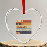 Oh Shit I Picked The Wrong White Elephant Gift Heart Crystal Glass Ornament Funny Christmas Gift Exchange Game - Wonder Print Shop