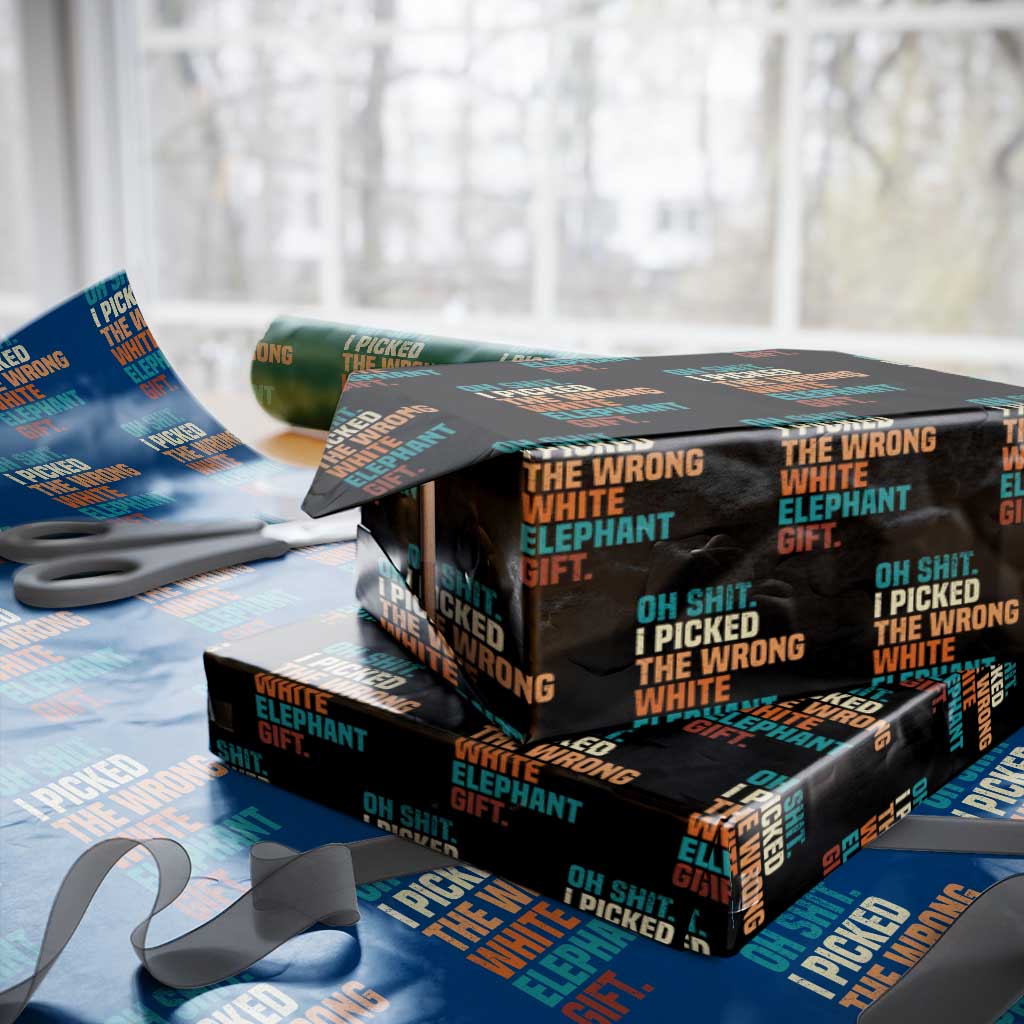 Oh Shit I Picked The Wrong White Elephant Gift Wrapping Paper Roll Funny Retro Christmas Gift Exchange - Wonder Print Shop