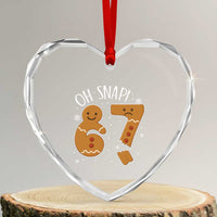 Oh Snap 67 Gingerbread Meme Heart Crystal Glass Ornament Broken Cookie Six Seven Holiday Gag Christmas Vibes - Wonder Print Shop