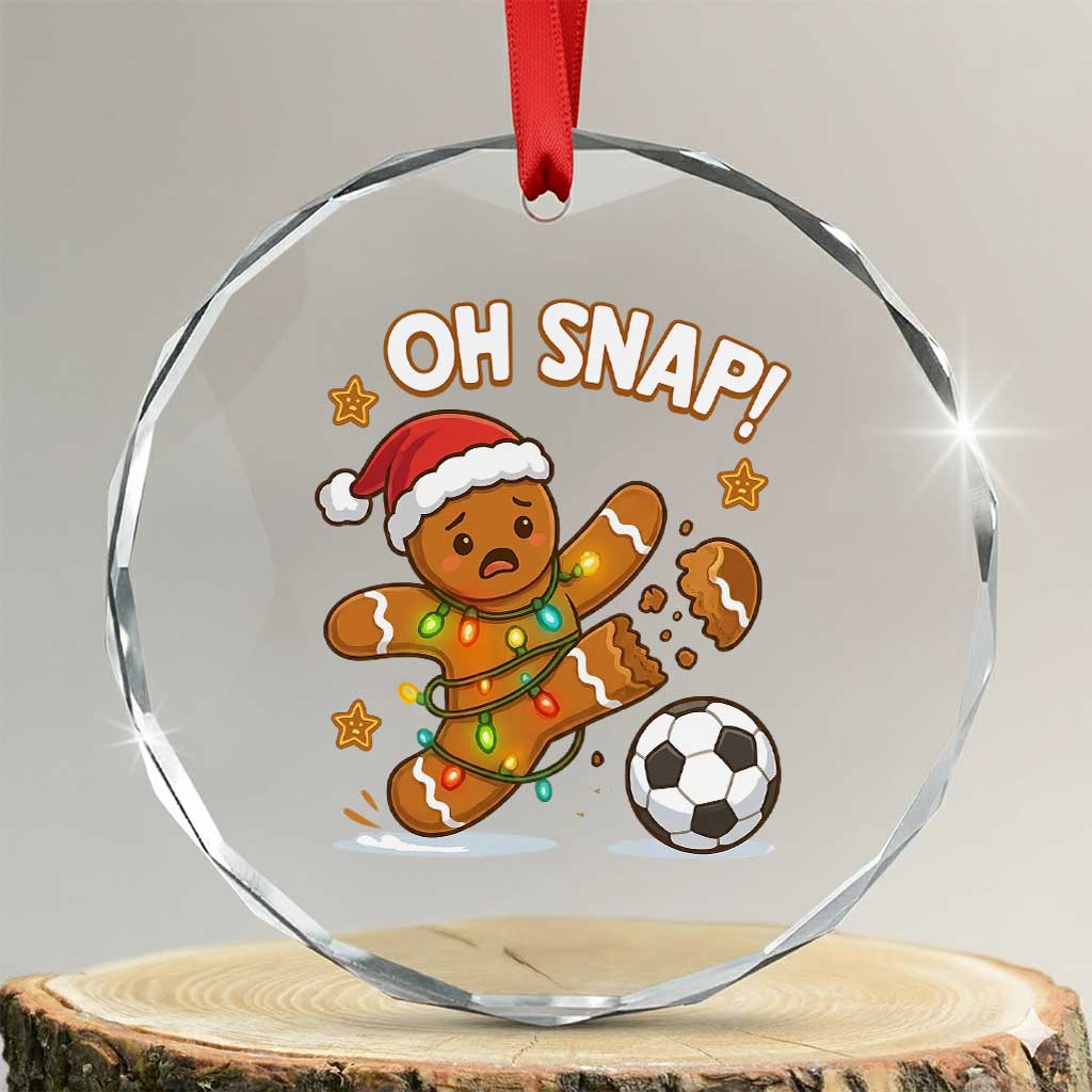 Oh Snap Gingerbreadman Christmas Soccer Crystal Glass Ornament - Wonder Print Shop