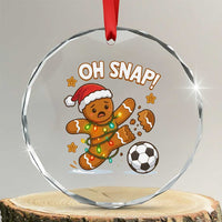 Oh Snap Gingerbreadman Christmas Soccer Crystal Glass Ornament - Wonder Print Shop