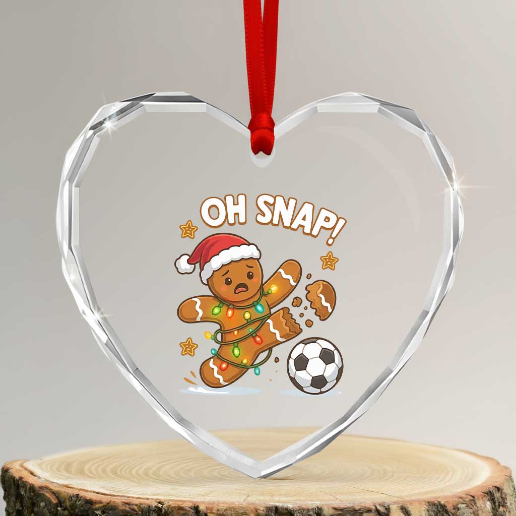 Oh Snap Gingerbreadman Christmas Soccer Heart Crystal Glass Ornament - Wonder Print Shop