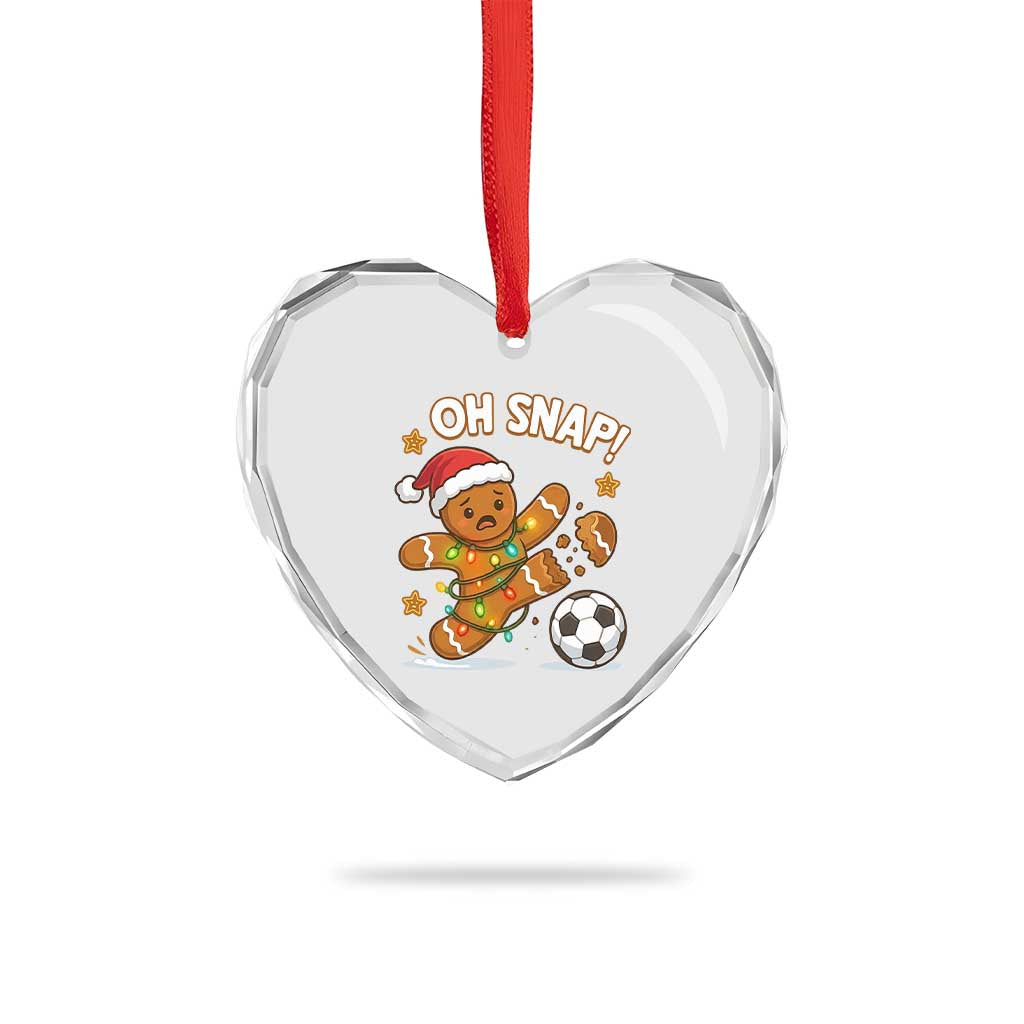 Oh Snap Gingerbreadman Christmas Soccer Heart Crystal Glass Ornament - Wonder Print Shop