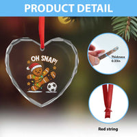 Oh Snap Gingerbreadman Christmas Soccer Heart Crystal Glass Ornament - Wonder Print Shop